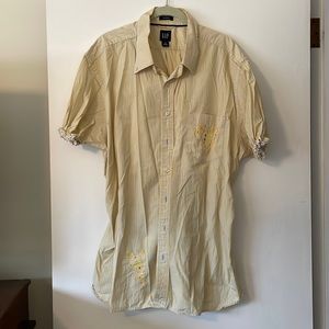 Upcycled Gap dress shirt tunic with patchwork details